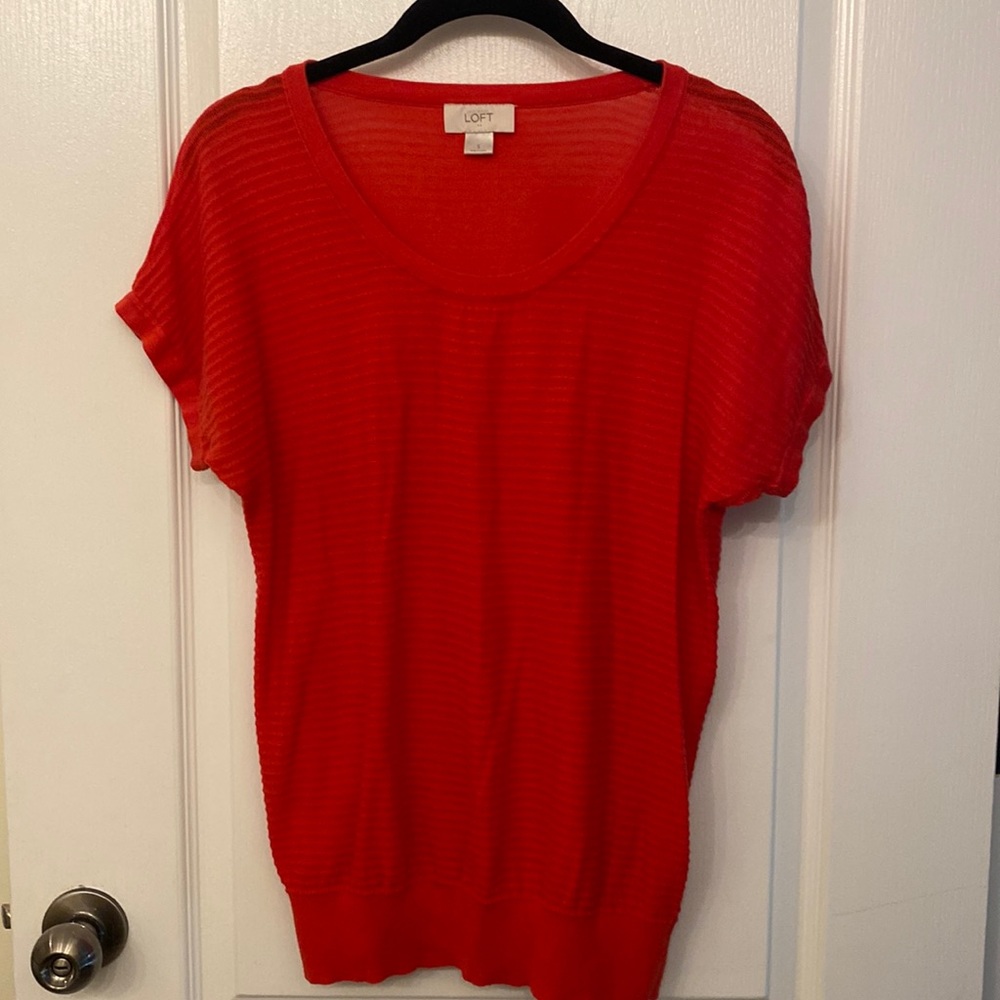 Loft red small light weight short sleeve sweater-like